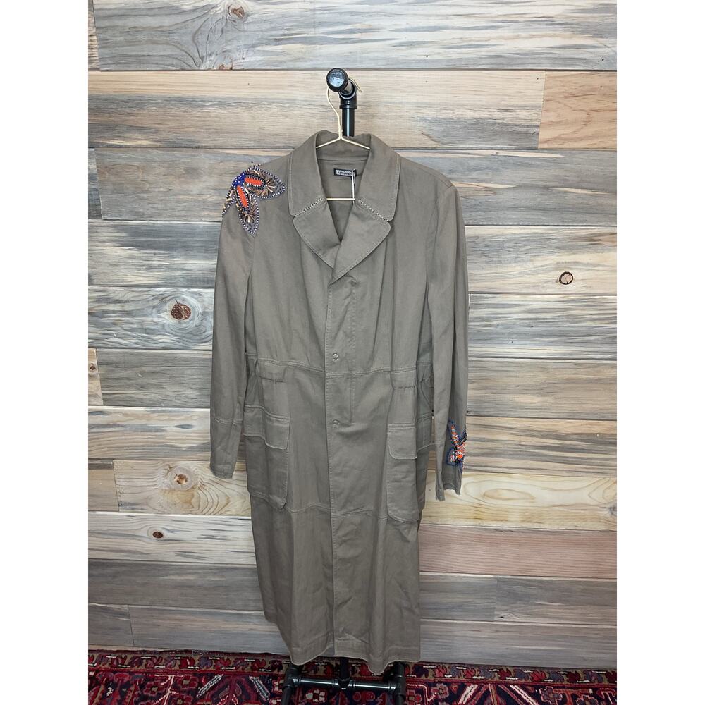 Malparmi NWT Khaki Beaded Trench Coat Jacket Women’s Sz XL